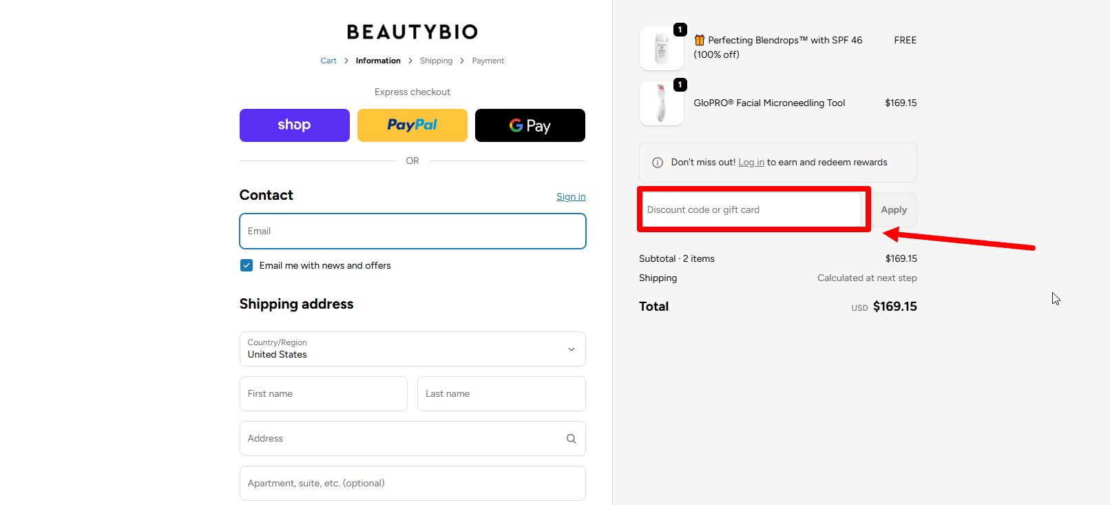 “How to apply a BeautyBio promo code”
